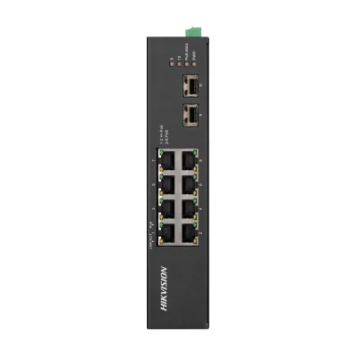 Switch Unmanaged 10 porturi HIKVISION DS-3T0510HP-E/HS, 8 PoE + 2 SFP Gigabit, buget PoE 110 W