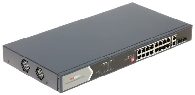 Switch Unmanaged 16 porturi HIKVISION DS-3E0318P-E(C), 16 PoE Fast Ethernet, buget PoE 225 W