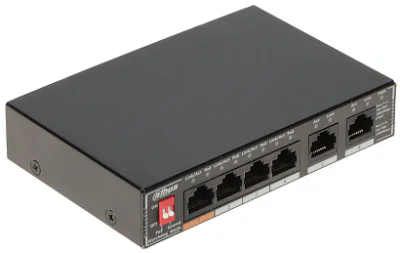 Switch Unmanaged 6 porturi DAHUA DH-SG1006P, 4 PoE + 2 uplink Gigabit, Black