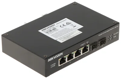 Switch Unmanaged 6 porturi HIKVISION DS-3T0506HP-E/HS, 4 PoE + 2 SFP Gigabit, buget PoE 65 W