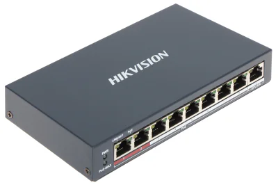 Switch Unmanaged 9 porturi HIKVISION DS-3E0109P-E(C), 8 PoE + 1 RJ45 Fast Ethernet, buget PoE 115 W