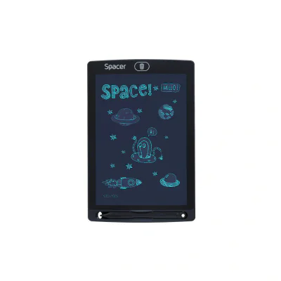 TABLETA LED SPACER pentru scris si desenat, interactiva, e-learning, 8.5 display, black, baterie CR1220 "SPTB-LED"