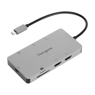 Targus DOCK423EU, Wired, USB 3.2 Gen 1 (3.1 Gen 1) Type-C, 100 W, Silver, MicroSD (TransFlash), SD, China