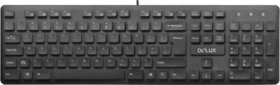 TASTATURA DELUX, cu fir, 105 taste, format standard, switch, USB, negru, "KA150U"