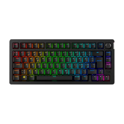 Tastatură Gaming HP HyperX Alloy Rise 75 Wireless, switch-uri mecanice HX Red Linear, Hot-Swappable, format 75%, wireless 2,4 GHz și Bluetooth, iluminare RGB, Black