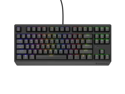 Tastatura gaming mecanica cu fir Genesis Thor 230 TKL, iluminare RGB, switch Linear, switch model Outemu Red, numar taste 87, 11 butoane multimedia, lungime cablu 1.6m, dimensiuni 363 x 155 x 39 mm, negru