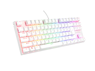 Tastatura gaming mecanica cu fir Genesis Thor 303 TKL, iluminare RGB, switch Linear, switch model Outemu Pitch Silent, numar taste 87, 11 butoane multimedia, lungime cablu 1.8m, dimensiuni 355 x 136 x 36 mm ,alb