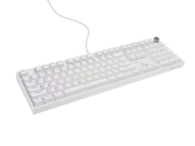 Tastatura gaming mecanica cu fir Genesis Thor 404, iluminare RGB, 107 taste, 11 butoane multimedia, alb