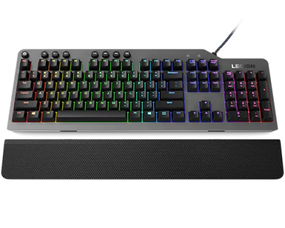 Tastatura gaming mecanica Lenovo Legion K500, iluminare RGB, switch Red, taste multimedia, Iron Grey