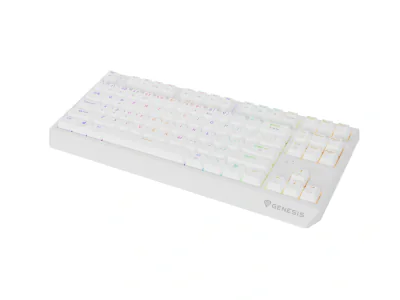 Tastatura gaming mecanica wireless Genesis Thor 230 TKL, iluminare RGB, 87 taste, 11 butoane multimedia, alb