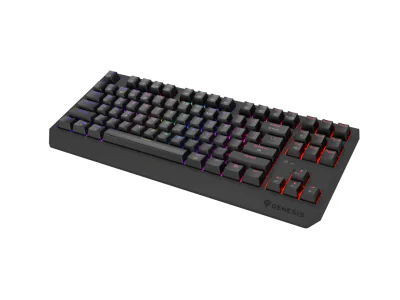 Tastatura gaming mecanica wireless Genesis Thor 230 TKL, iluminare RGB, swtich-uri Red, 87 taste, 11 butoane multimedia, negru