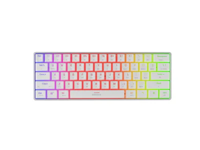 Tastatura gaming mecanica wireless Genesis Thor 660 G2 60%, iluminare RGB, switch Linear, switch model Gateron Red, numar taste 61, 13 butoane multimedia, lungime cablu 1.5m, dimensiuni 293 x 102 x 39 mm, alb