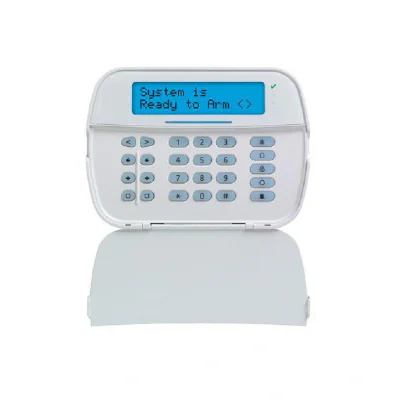 Tastatura LCD cablata, DSC NEO-LCDRF, 128 de zone (radio si/sau cablate) Modul de emisie-receptie (transceiver) incorporat, 32 caractere alfanumerice, Afisare stare partitii, Ecran albastru, Afiseaza temperatura (senzor incorporat), Programare intuit
