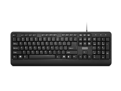 Tastatura Lenovo 160 Wired,  Interfata tastatura: USB, Numar taste: 104, Lungime cablu: 1.5m, Culoare: Negru, Tehnoligie: Cu fir, Dimensiuni (mm): 447 x 25 x 152, Greutate: 524g, Garantie: 1 an