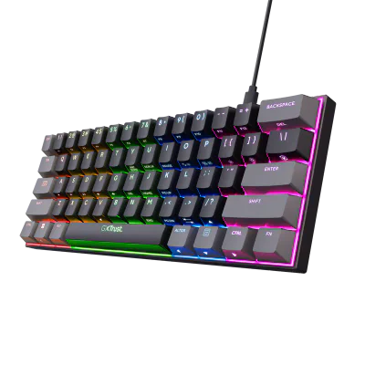 Tastatura mecanica cu fir Trust GXT 867 Acira, USB 2.0. nr taste 61, swtich linear, negru