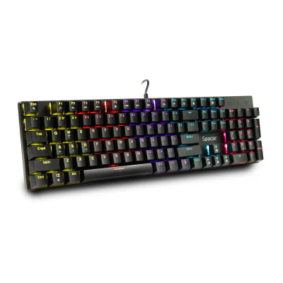 Tastatura mecanica SPACER USB GLADIATOR, switch-uri mecanice rosii, 104 taste, anti-ghosting 26 taste, iluminare RGB , negru