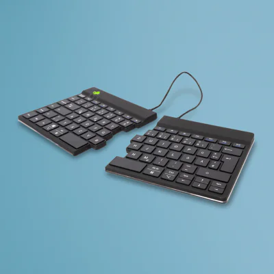 R-Go Tools Ergonomic keyboard R-Go Split Break with break software, ergonomic split keyboard, QWERTZ (DE), Bluetooth, black, Mini, Wireless, Bluetooth, Scissor key switch, QWERTZ, Black