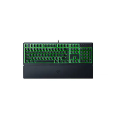 Tastatura Razer Ornata V3 X - Low Profile Gaming Keyboard - US Layout  TECH SPECS SWITCH TYPE Razer™ Membrane Switch APPROXIMATE SIZES Full Size LIGHTING Single Zone Razer Chroma™ RGB Lighting WRIST REST Yes ONBOARD MEMORY None MEDIA KEYS None PASSTH