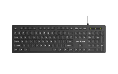 Tastatura Serioux cu fir, interfata USB, 104 taste, material ABS, US Layout, lungime cablu 1.5m PVC, dimensiuni 429*128*20mm; 416g, negru