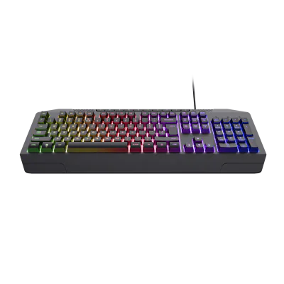 Tastatura Trust cu fir GXT836 Evocs, numar butoane 114, interfata USB 2.0, conector USB-A, iluminare RGB rainbow, negru