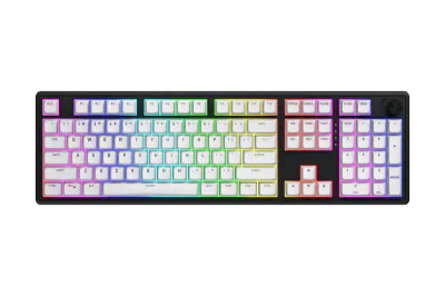 Tastatura wireless Hator Skyfall 100, interfata 2.4GHz, BT5.3, USB, polling rate 1000Hz, capacitate baterie 4000mAh, switch HATOR Aurum Lemon linear, material tasta OMA, buton de control multimedia, sistem de anulare a zgomotului integrat, alb-negru
