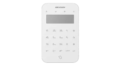 Tastatura wireless LCD AX PRO Hikvision DS-PK1-LT-WE, 868MHz two-way Tri-X wireless technology; distanta comunicare RF : 1200min camp deschis; Stay/away arming, disarming, alarm clearing for anumite zone sau pentru toate zonele; One-Push fire alarm, 