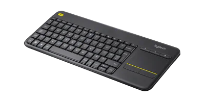 Tastatura wireless Logitech Touch K400 Plus, interfata USB, cu touchpad, dimensiuni  354.3 x 139.9 x 23.5 mm, negru