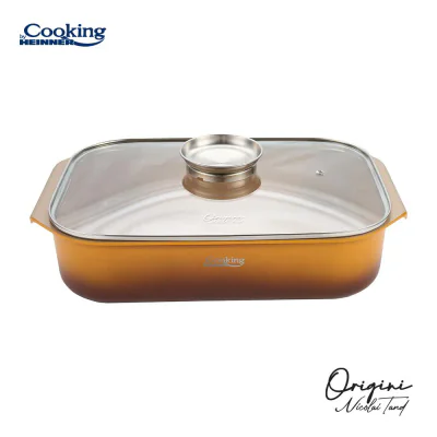 TAVA INALTA CUPTOR DIN ALUMINIU TURNAT + CAPAC 39 x 26 x 8.5 CM,  6 L, NICOLAI TAND, ORIGINI, COOKING BY HEINNER