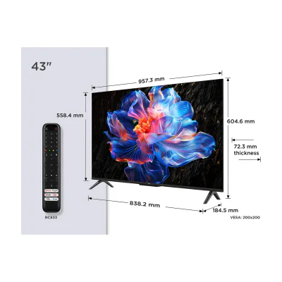 TCL P6K 43P6K, 109.2 cm (43"), 3840 x 2160 pixels, LED, Smart TV, Wi-Fi, Metallic