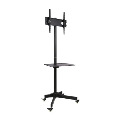 Techly Trolley Floor Stand LCD/LED/Plasma 23"-55", 58.4 cm (23"), 139.7 cm (55"), 50 x 50 mm, 400 x 400 mm, -15 - 15°, Black