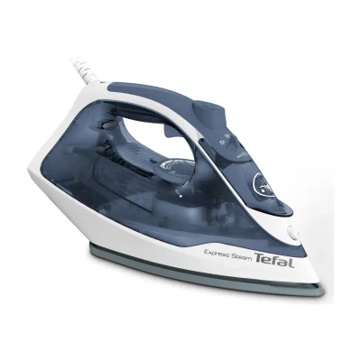 Tefal Express Steam FV2837, Dry & Steam iron, Cerilium soleplate, 1.9 m, 165 g/min, Blue, Grey, White, 35 g/min