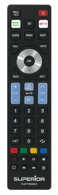 TELECOMANDA UNIVERSALA Superior, compatibila televizoare Samsung, LG, Philips, Sony, Panasonic, bateriile (2 x AAA) nu sunt incluse, negru "SUPTRB014" 44503088