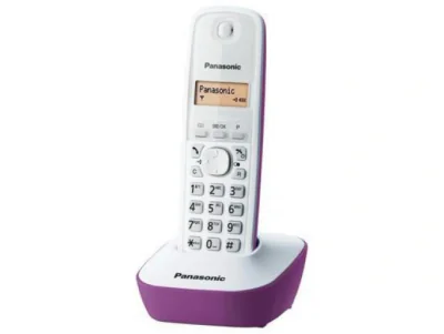 Telefon DECT alb/violet, KX-TG1611FXF, Panasonic, "KX-TG1611FXF"