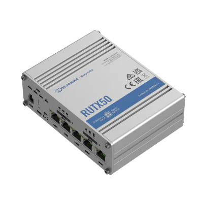 Teltonika RUTX50. Top Wi-Fi standard: Wi-Fi 5 (802.11ac), WLAN data transfer rate (max): 867 Mbit/s, Wi-Fi standards: 802.11b, 802.11g, Wi-Fi 4 (802.11n), Wi-Fi 5 (802.11ac). Ethernet LAN interface type: Gigabit Ethernet, Ethernet LAN data rates: 10,