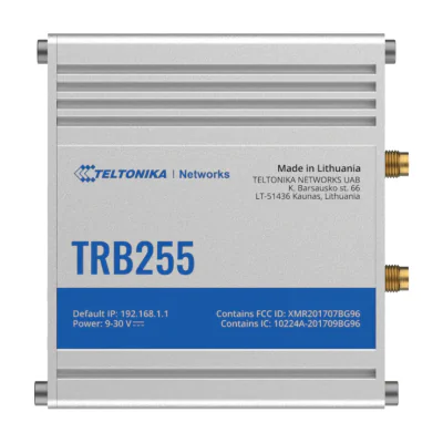 TELTONIKA TRB255 LTE M1/NB-IoT Gateway, GSM, 2 carduri SIM, Conector antenă: 1 X SMA pentru LTE, 1 x SMA pentru GPS, interfata: Ethernet, RS232/RS485, micro USB, 3 Intrări / Ieșiri configurabile. Intrare digitală 0 - 6 V detectată ca logică scăzută, Grey