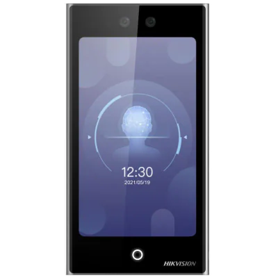 Terminal de control  access cu face recognition Hikvision DS-K1T673DWX ; Rezolutie: 2MP, HFOV = 75.5°; VFOV = 41.5°; DFOV = 87°, Ecran tactil LCD: 7 inch, Distanța de autentificare: 0.3-3m, Interfata: 1 RJ-45, 10/100/1000 M self-adaptive, Alarma 2/1,