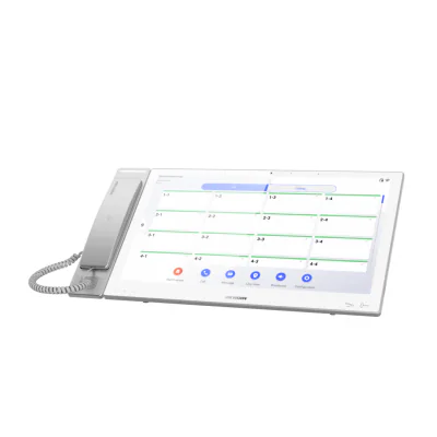 TERMINAL DE SECTIE 15.6 inch Hikvision DS-KHM9803X; Android Support HEOP development. Monitorizare video în timp real: Permite asistentei să vizualizeze camerele din saloane sau zone comune, monitorizând starea pacienților fără a intra în fiecare cam