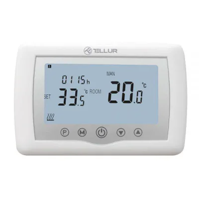 Termostat WiFi Tellur Smart, incalzire centrala, alb