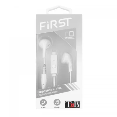 TNB FIRST BLACK EARPHONES + MIC.WHITE "KPFIRSTWH"