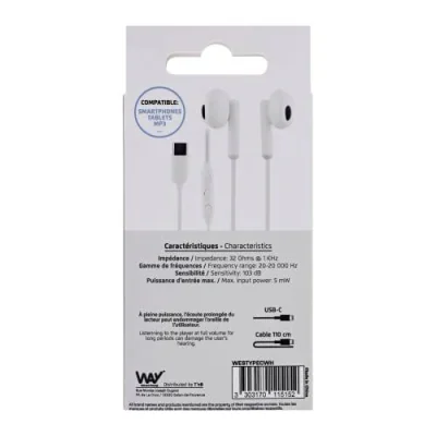 TNB WAY WIRED USB-C EARPHONES "WESTYPECWH"