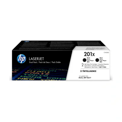 Toner HP 201X negru, pachet 2 bucăți, capacitate mare, 5600 pagini, compatibil LaserJet Pro M252, M274