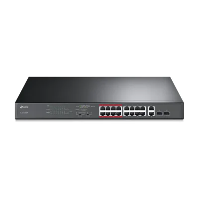 TP-Link 16-Port 10/100Mbps + 2-Port Gigabit Unmanaged PoE Switch, Unmanaged, Fast Ethernet (10/100), Power over Ethernet (PoE), Rack mounting