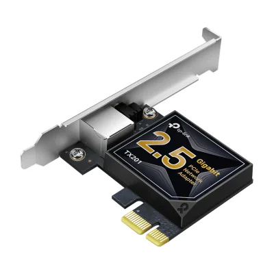 TP-Link 2.5 Gigabit PCIe Network Adapter, Internal, Wired, PCI Express, Ethernet, 2500 Mbit/s, Black, Grey