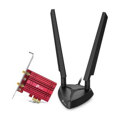 TP-Link AXE5400 Wi-Fi 6E Bluetooth 5.2 PCIe Adapter, Internal, Wireless, PCI Express, WLAN / Bluetooth, 5400 Mbit/s, Black, Red