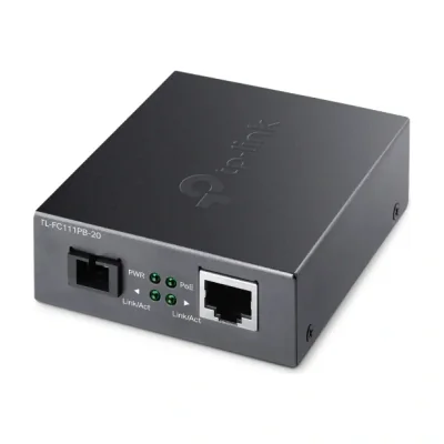 TP-Link FC111PB-20, 100 Mbit/s, 20000 m, Single-mode, 9/125 µm, Black, Wired