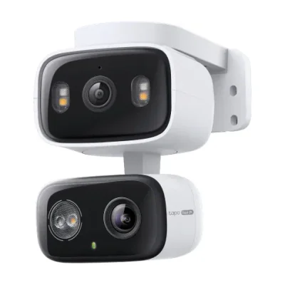TP-Link Indoor/Outdoor Dual Lens Pan/Tilt Security Camera, IP security camera, Outdoor, Wired, Wall, White, Box