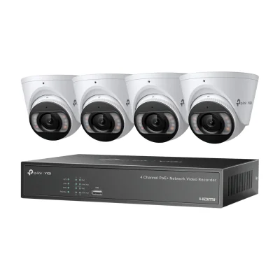 TP-Link KIT 4 VIDEOCAMERE VIGI NK4P-T4425-2T Turret 4MP Full-Color IPC e NVR 4 Canali PoE+, Wired, Turret, RJ-45, Indoor/outdoor, 850 nm, 512 GB