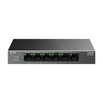 TP-Link LiteWave LS106LP, Unmanaged, Fast Ethernet (10/100), Power over Ethernet (PoE), Wall mountable