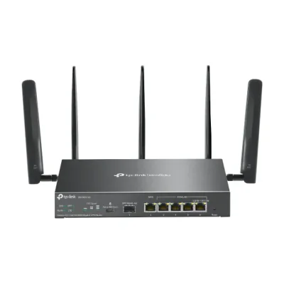 TP-Link Omada 4G+ Cat6 AX3000 Gigabit VPN Router, Wi-Fi 6 (802.11ax), Dual-band (2.4 GHz / 5 GHz), Ethernet LAN, 4G, Black, Desktop/pole router