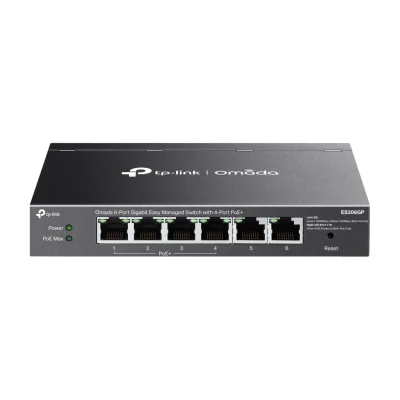 TP-Link Omada ES206GP, Managed, Gigabit Ethernet (10/100/1000), Power over Ethernet (PoE), Wall mountable